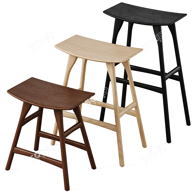 Osso Stools Set by Ethnicraft 3D model image 4