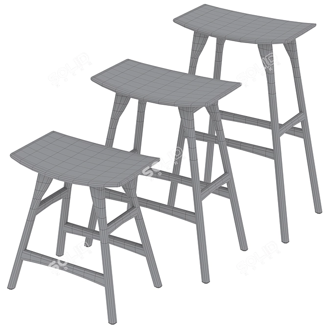 Osso Stools Set by Ethnicraft 3D model image 5