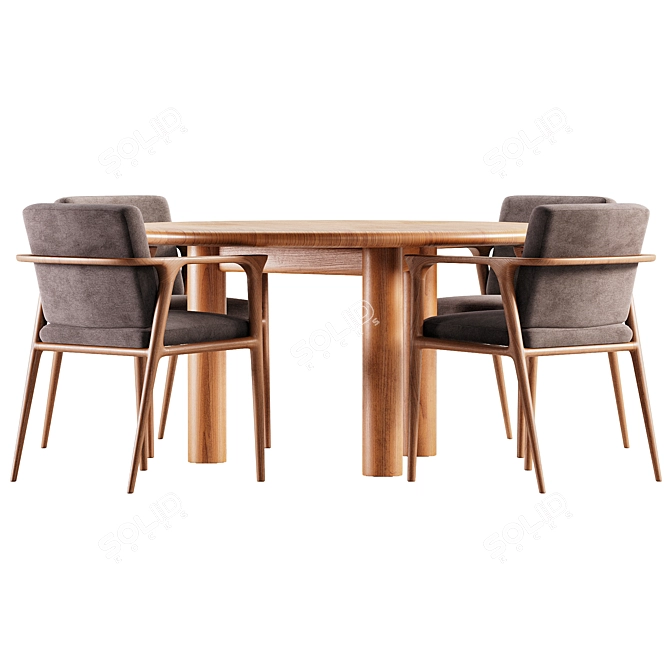 Modern Dining Set 65 with Table & Chairs 3D model image 2