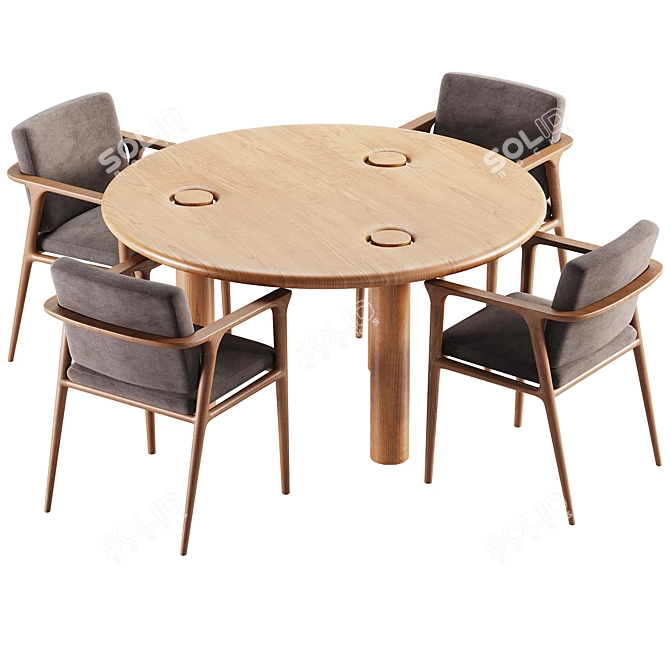 Modern Dining Set 65 with Table & Chairs 3D model image 3