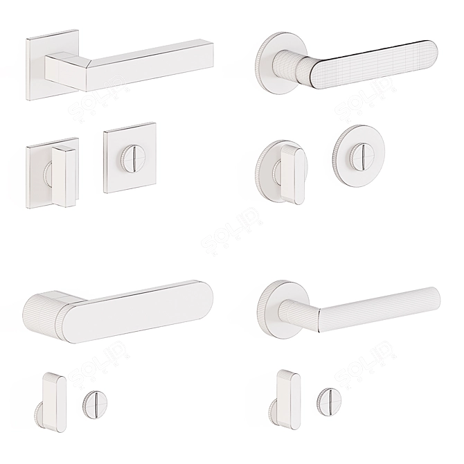 Olivari Set 1 Door Handles 3D model image 7