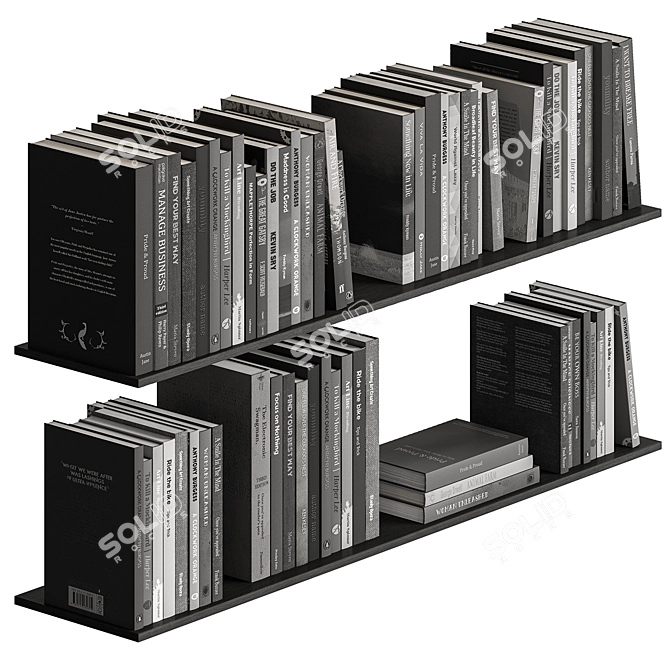 Sleek Book Collection Set 3D model image 1