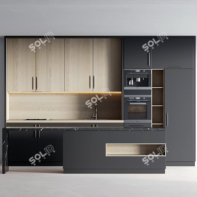 Modern Kitchen 3D Model Set 3D model image 4