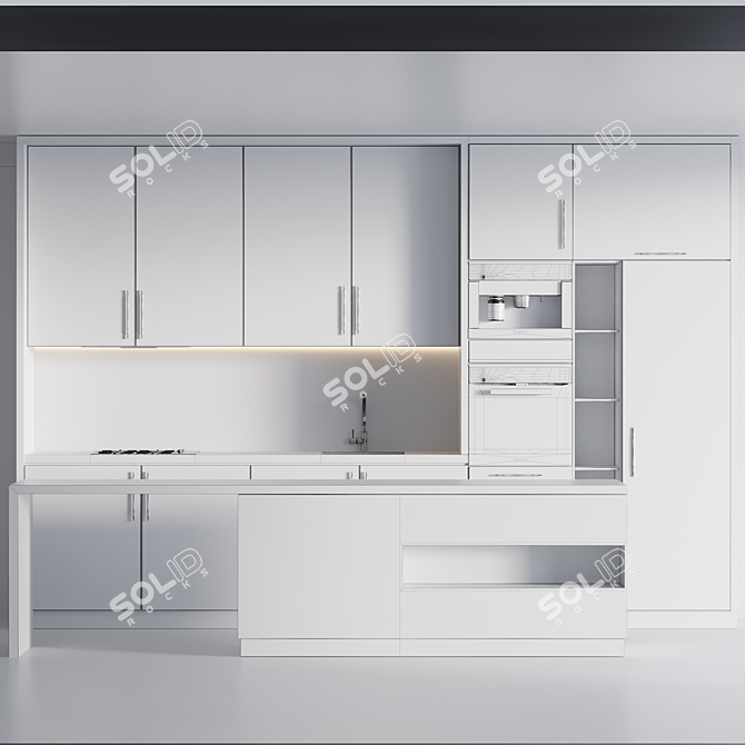 Modern Kitchen 3D Model Set 3D model image 6