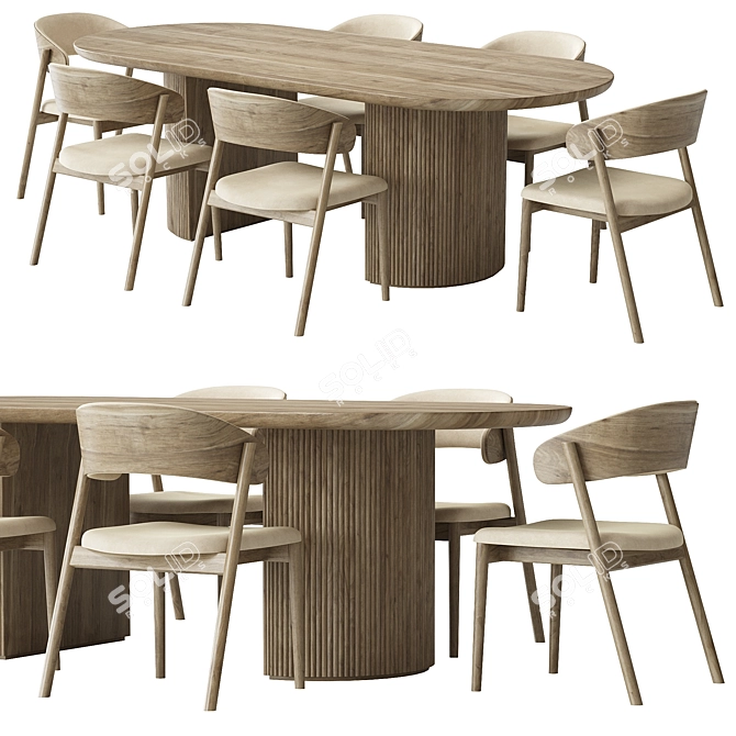 Elegant Siena Chair Moon Table 3D model image 1