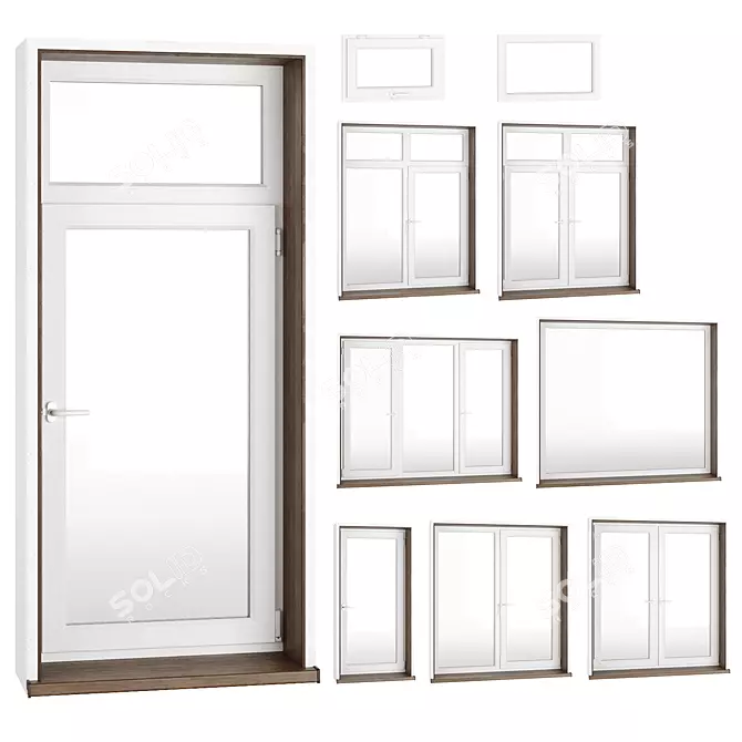 Customizable PVC Windows with Sills 3D model image 1