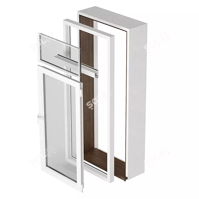 Customizable PVC Windows with Sills 3D model image 5