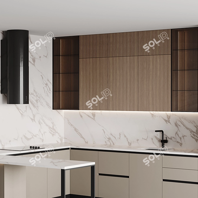 Customizable Modern Kitchen Set 3D model image 3