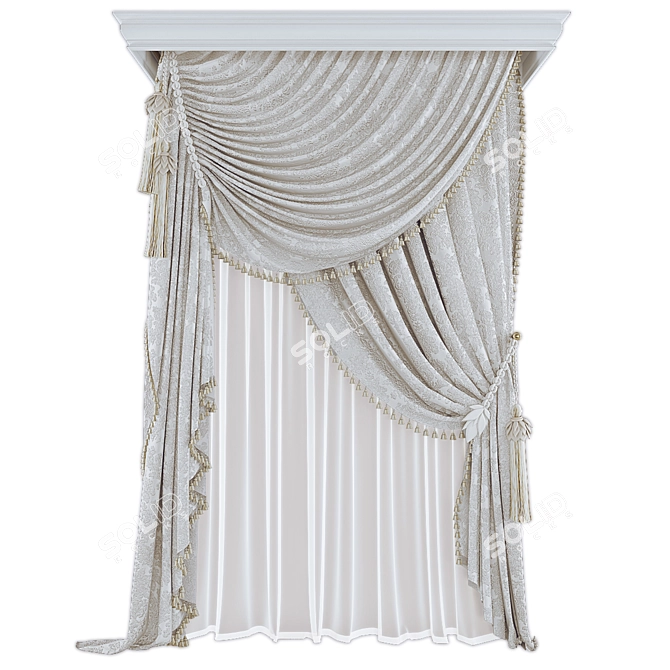 Soft Flannel Washed Curtains 3D model image 1