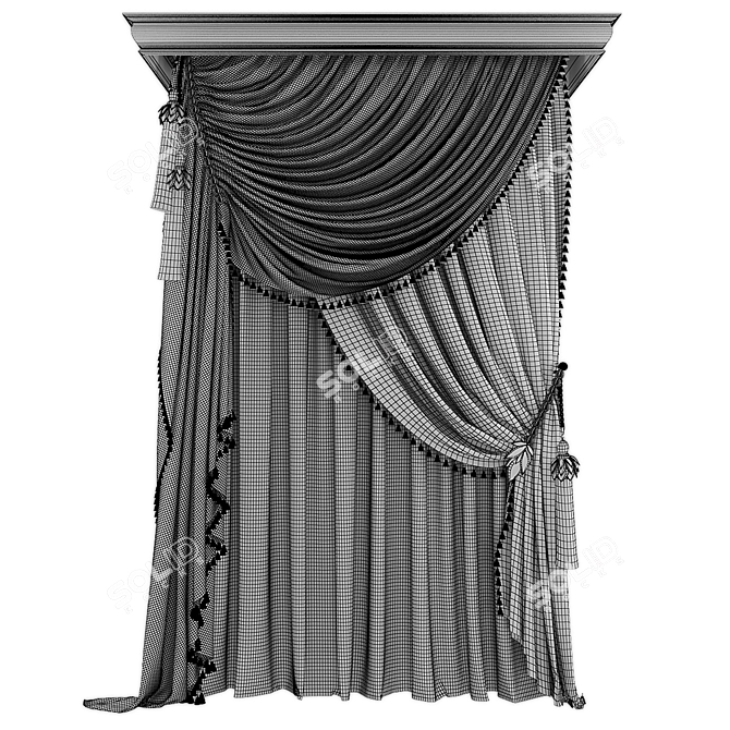 Soft Flannel Washed Curtains 3D model image 2