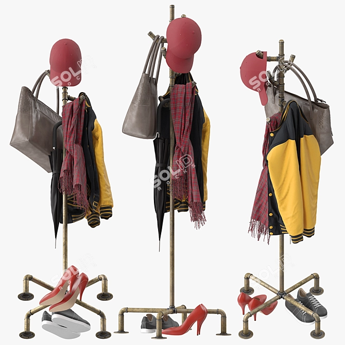 Pipe Coat Rack Model Formats 3D model image 3