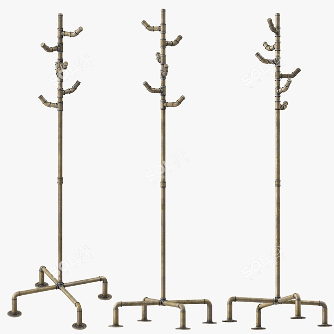 Pipe Coat Rack Model Formats 3D model image 4