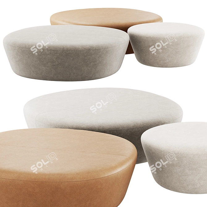 Modern Beat Pouf by Andreu World 3D model image 1