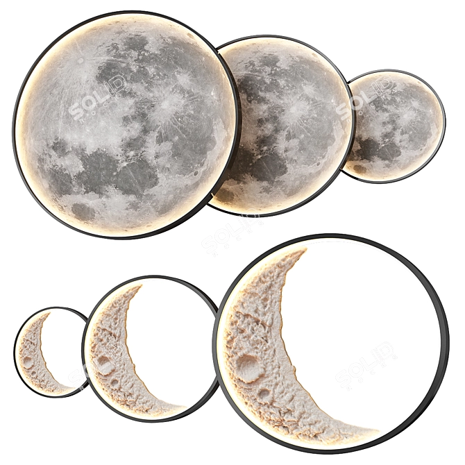 Luminous Moon Wall Light 3D model image 2