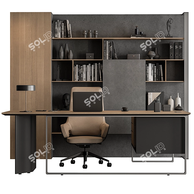 Executive Boss Desk Furniture Collection 3D model image 2