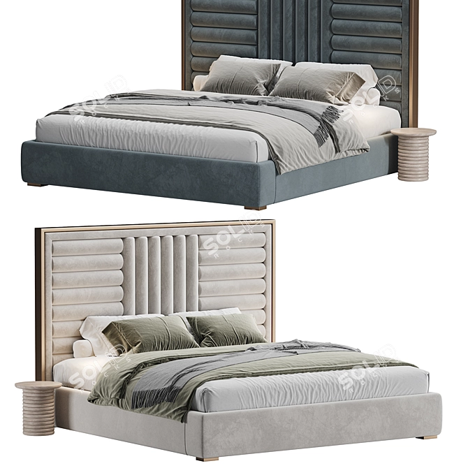 Elegant Antique Brass King Bed 3D model image 1