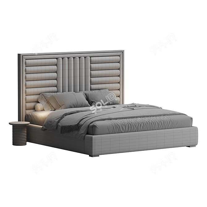 Elegant Antique Brass King Bed 3D model image 4