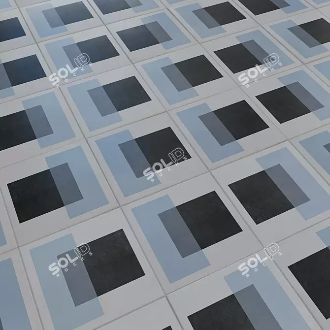 German Bauhaus Inspired Blue Ceramic Granite 3D model image 3