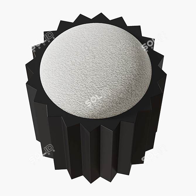 Chic boucle corner pouf 3D model image 2