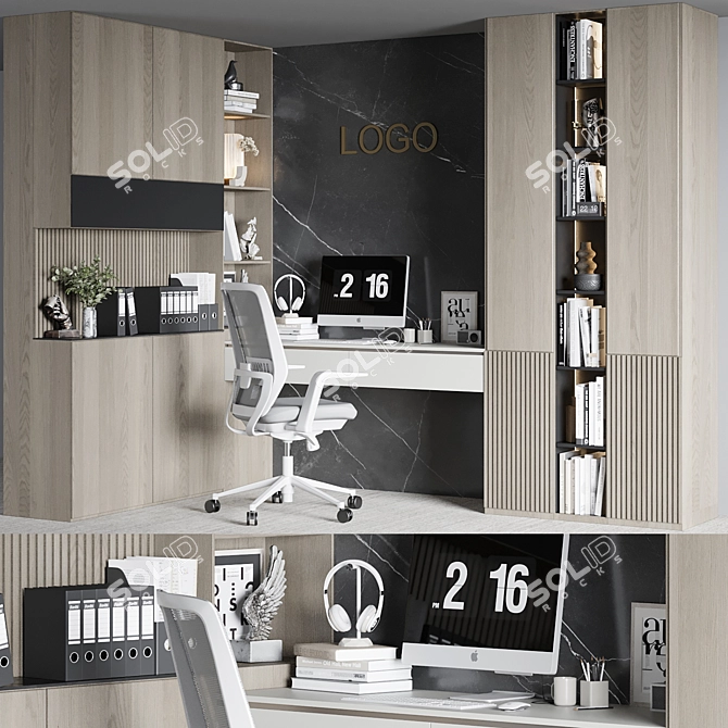 Modern Home Office Furniture Set 3D model image 1