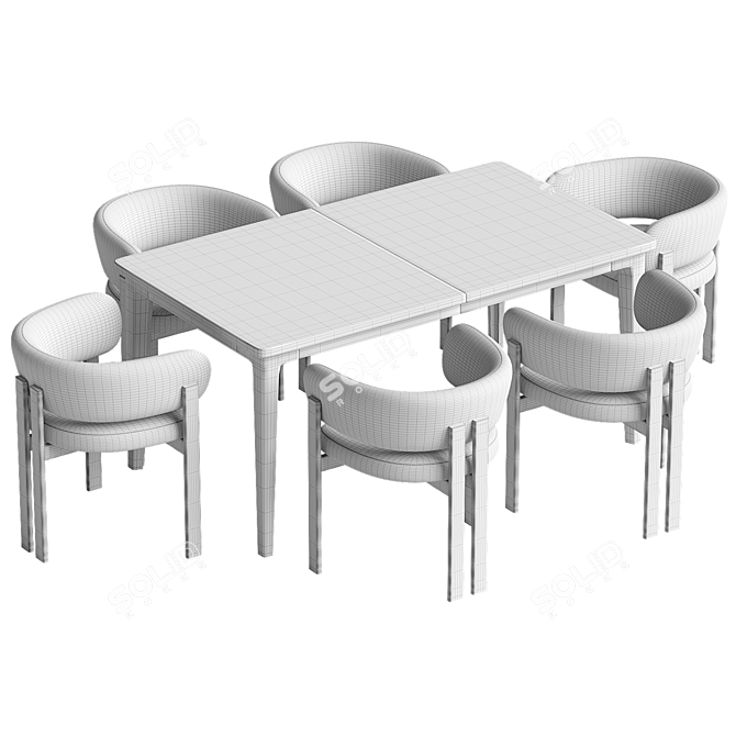 Bay Wood Armchair Extendable Table 3D model image 3