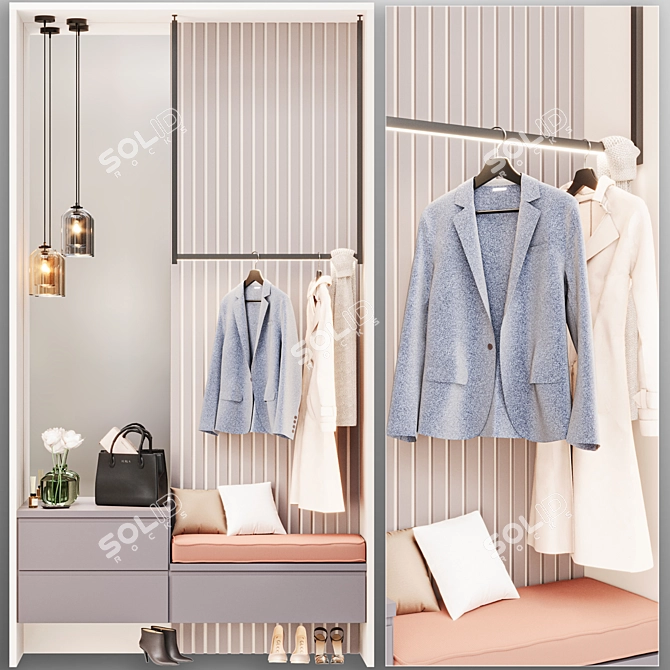 Entryway Decor Set with Clothing 3D model image 1