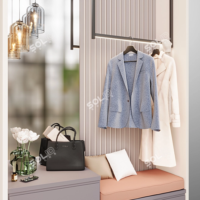 Entryway Decor Set with Clothing 3D model image 4