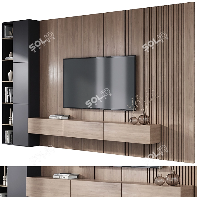 Modern TV Wall Decor Set 3D model image 1