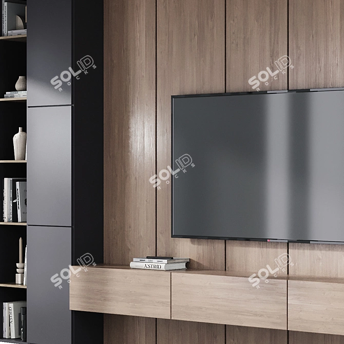 Modern TV Wall Decor Set 3D model image 2