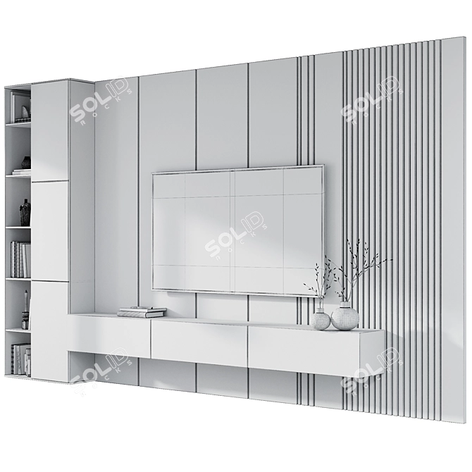 Modern TV Wall Decor Set 3D model image 4