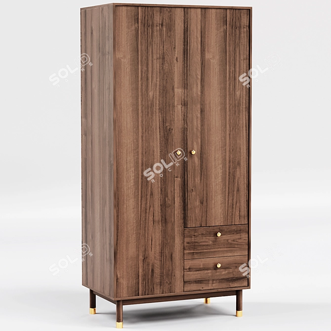 Lambro Two-Door Wardrobe with Drawers 3D model image 1