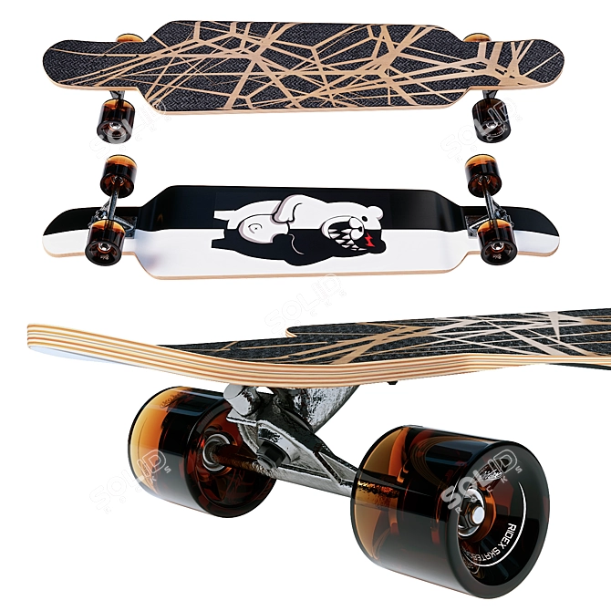 Smooth Turbo Longboard Kit with Textures 3D model image 1