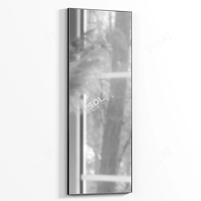 Black Metal Wall Mirror 170x65 3D model image 2