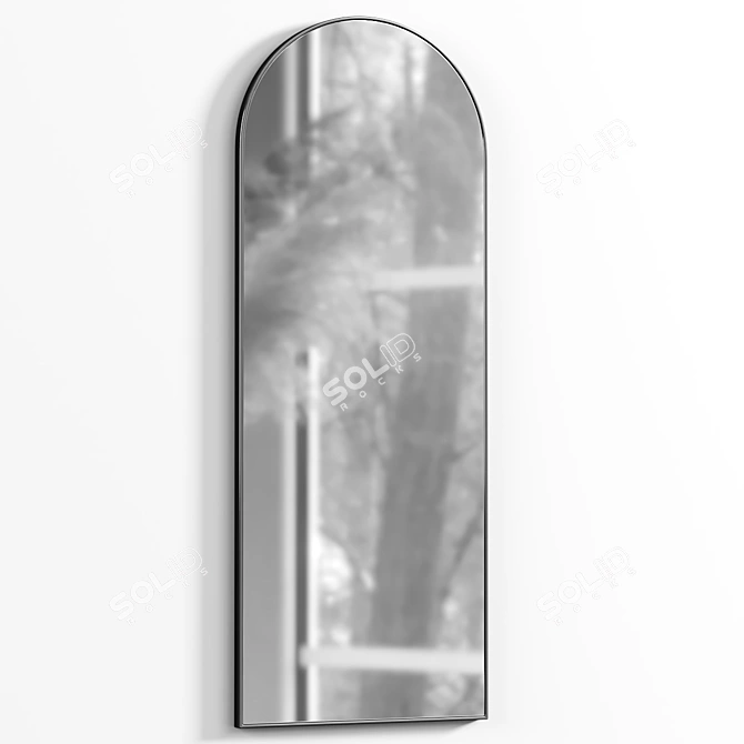 Black Metal Wall Mirror 170x65 3D model image 3