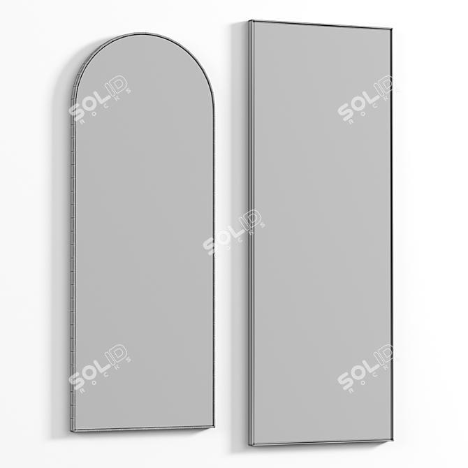 Black Metal Wall Mirror 170x65 3D model image 4