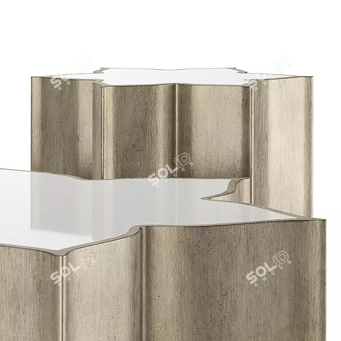 Golden Hollywood Glamour Cocktail Table 3D model image 3