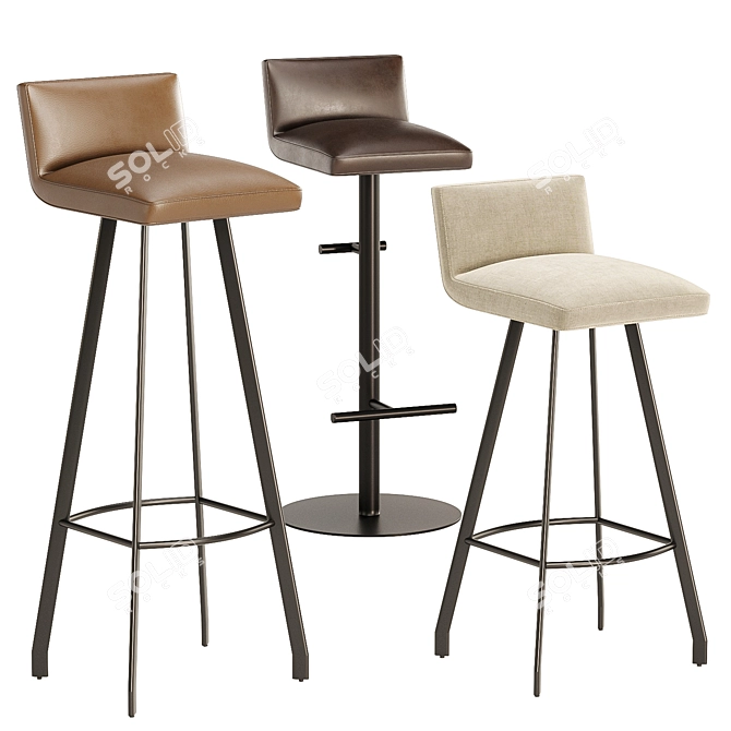 Modern Fabric Barstool GREG Variants 3D model image 1