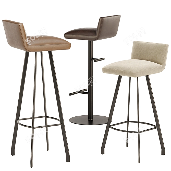 Modern Fabric Barstool GREG Variants 3D model image 2