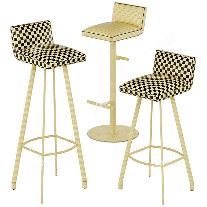 Modern Fabric Barstool GREG Variants 3D model image 4