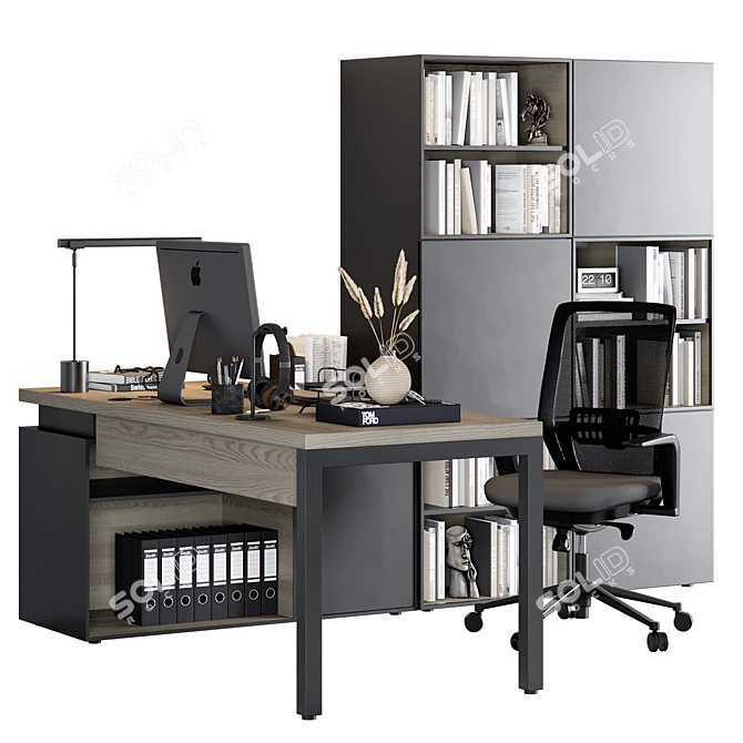 Executive Office Desk Furniture Set 3D model image 1