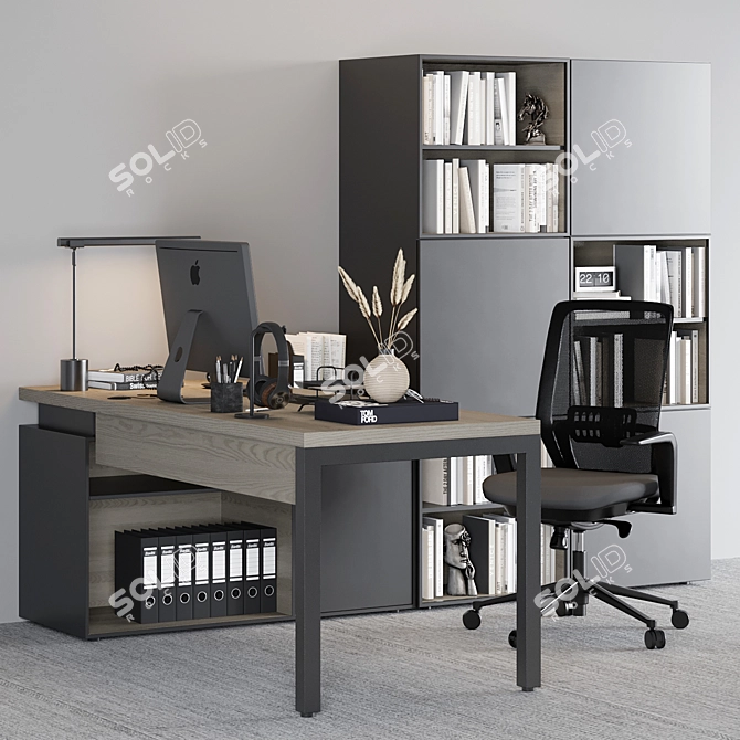 Executive Office Desk Furniture Set 3D model image 2