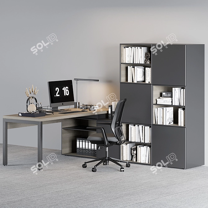 Executive Office Desk Furniture Set 3D model image 3