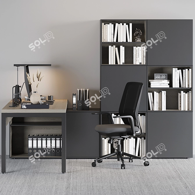 Executive Office Desk Furniture Set 3D model image 4