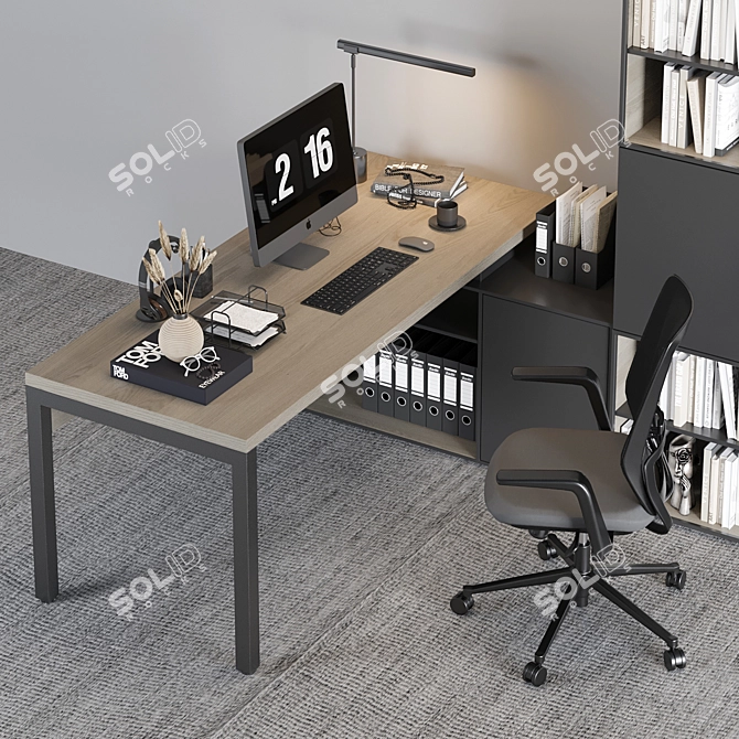 Executive Office Desk Furniture Set 3D model image 5