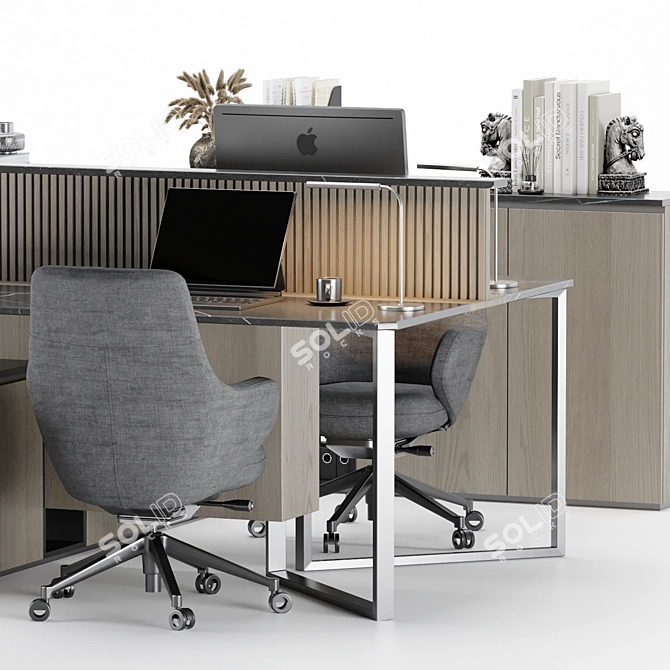 Modern Employee Office Furniture Set 3D model image 2