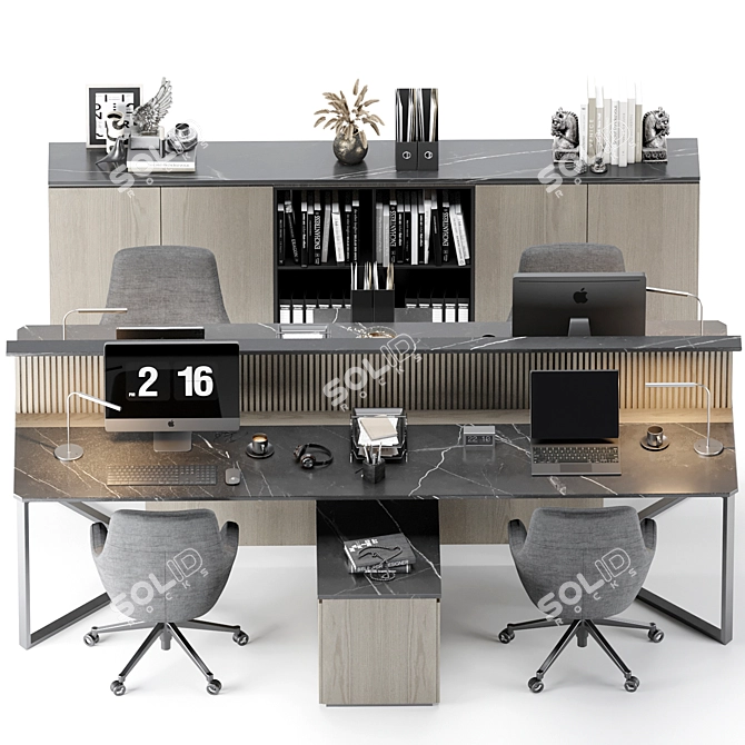 Modern Employee Office Furniture Set 3D model image 5