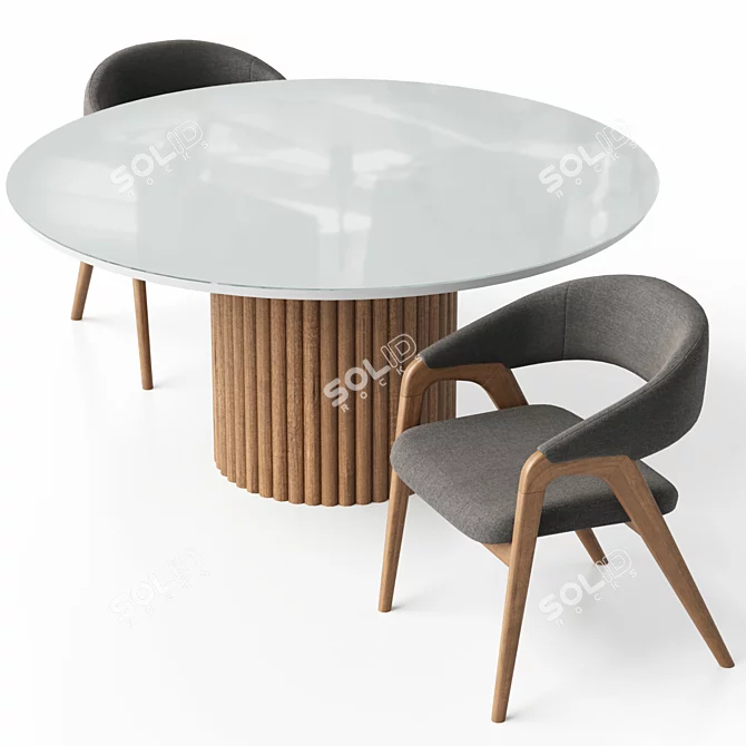 Belize Round Dining Set with Arc Dining Armchair 3D model image 2