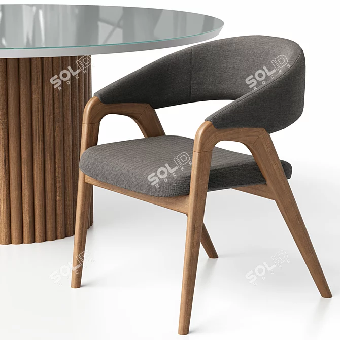 Belize Round Dining Set with Arc Dining Armchair 3D model image 5