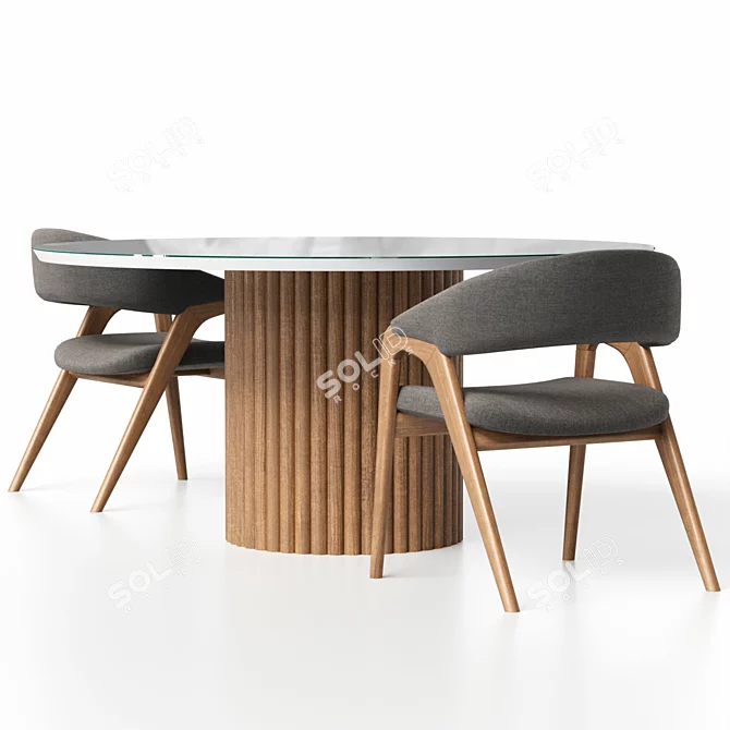 Belize Round Dining Set with Arc Dining Armchair 3D model image 6