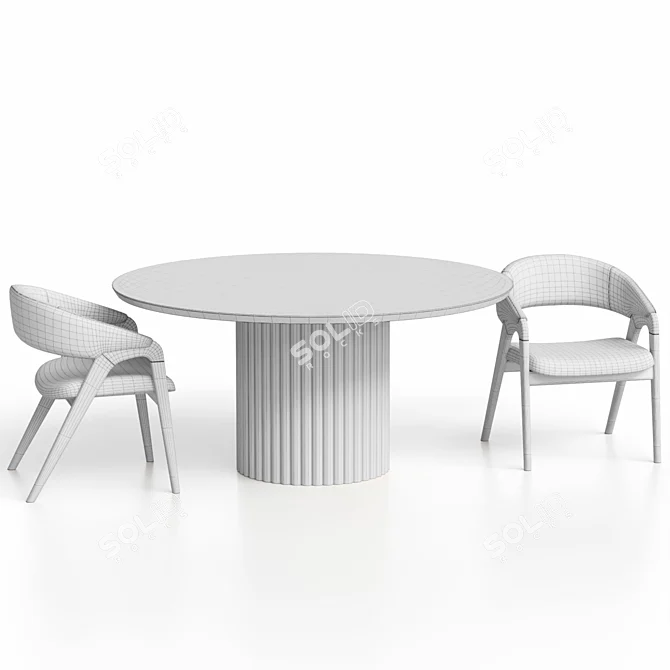 Belize Round Dining Set with Arc Dining Armchair 3D model image 8